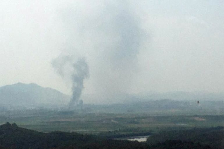 Smoke rise from North Korea''s Kaesong Industrial Complex where an inter-korean liaison office was set up in 2018, as seen from South Korea''s border city of Paju on June 16, 2020. - North Korea blew up