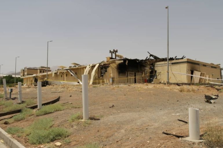 A view of a damage building after a fire broke out at Iran''s Natanz Nuclear Facility, in Isfahan