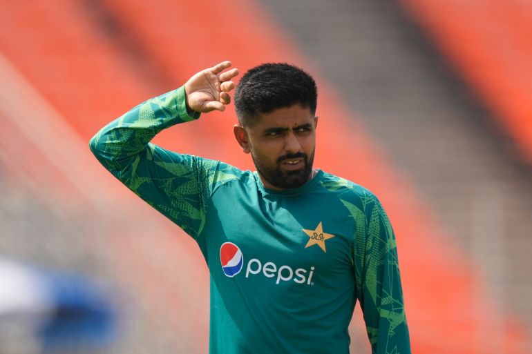 Pakistan's captain Babar Azam attends a practice session